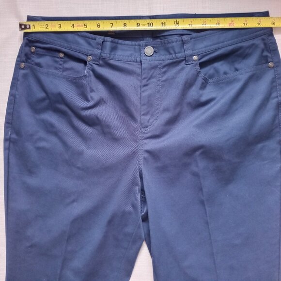 Brooks Brothers Women's Hi Rise Blue Ankle Crop Pants Straight Leg Plus Size 16 - Picture 4 of 10